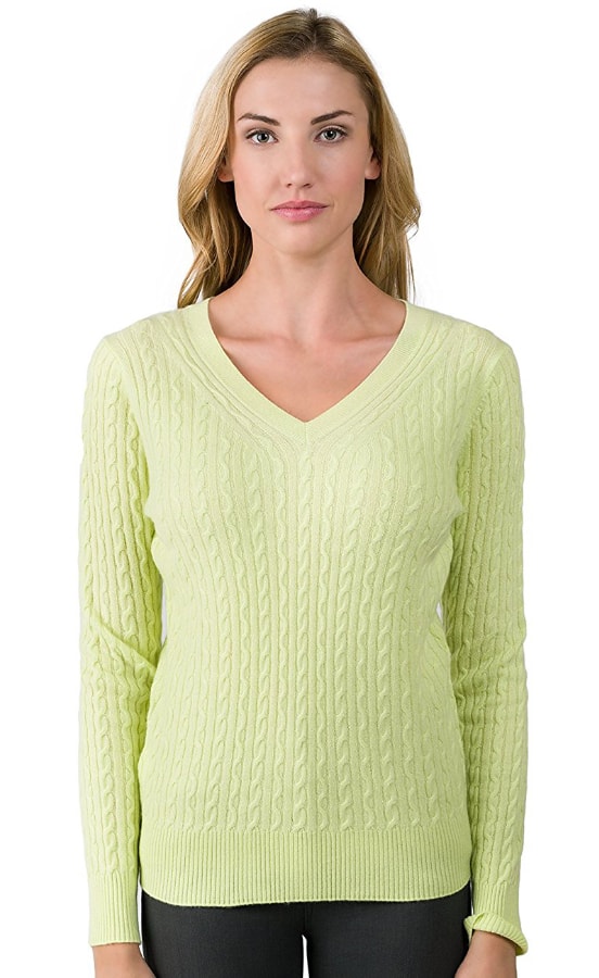 Parisbonbon Womens 100% Cashmere V-Neck Sweater