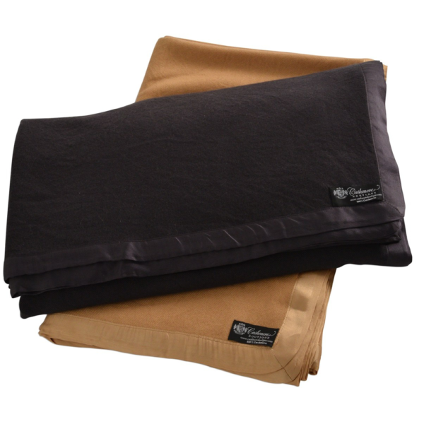 Cashmere king size blanket - black and camel