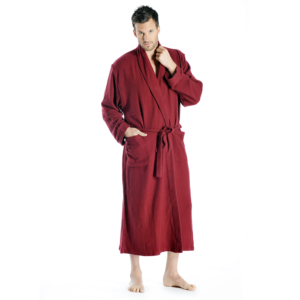 Red cashmere robe for men