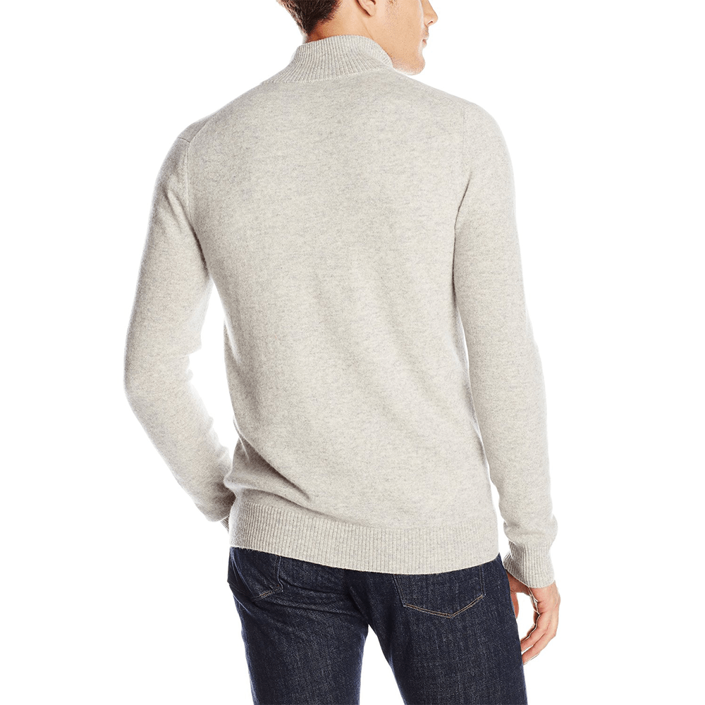 1/2 Mock Neck Full Zip Cashmere Sweater for Men