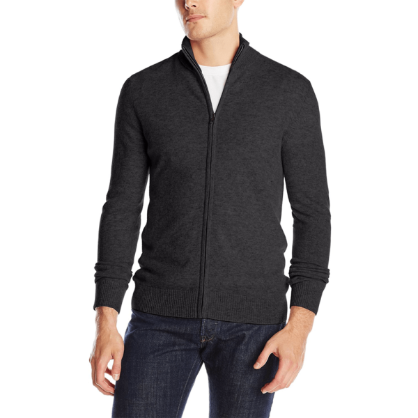 Full zip cashmere sweater - black