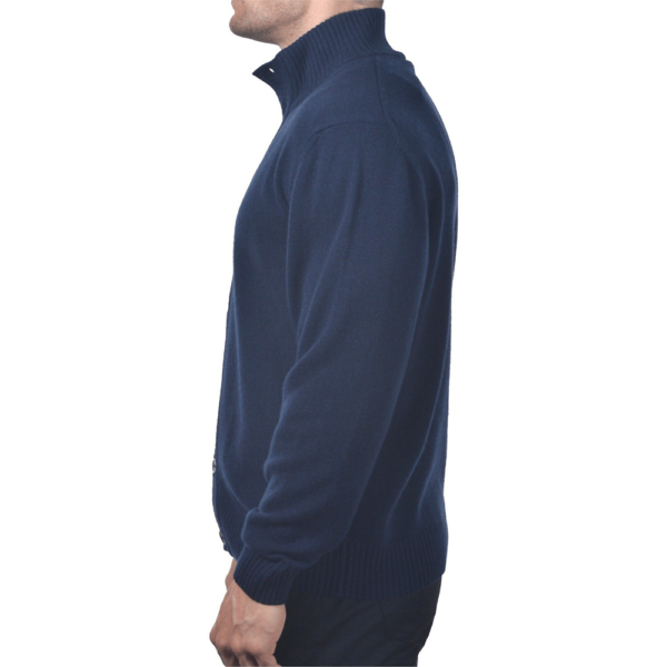 Italian cashmere cardigan navy side