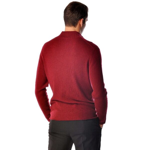 Red cashmere cardigan for men - back