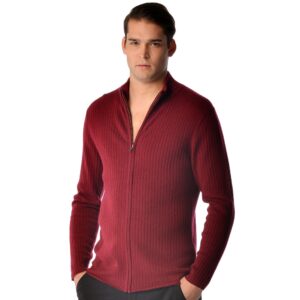 Red Cashmere Cardigan with zip
