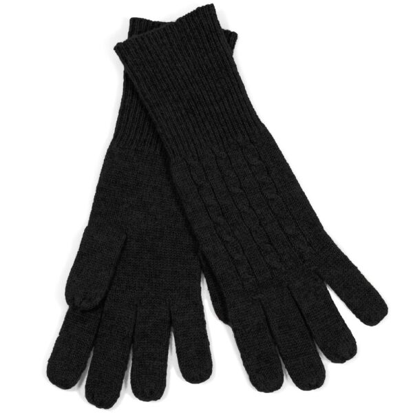 100% Black cashmere Cable Knit Gloves