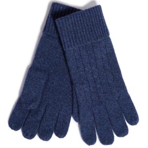Navy cashmere gloves, cable knit