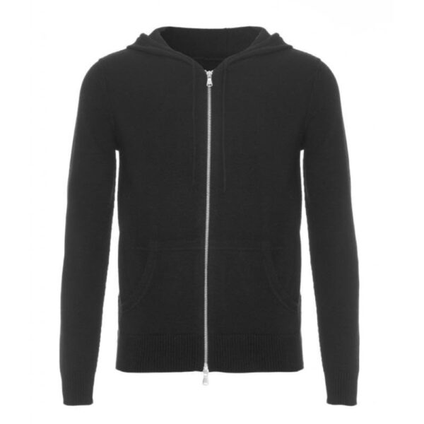 Mens cashmer zip up hoodie black