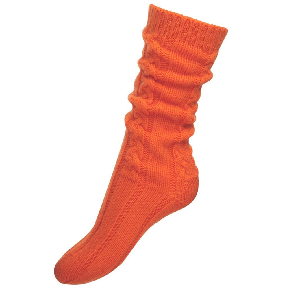 100% Cashmere Cable Knit Socks for Women