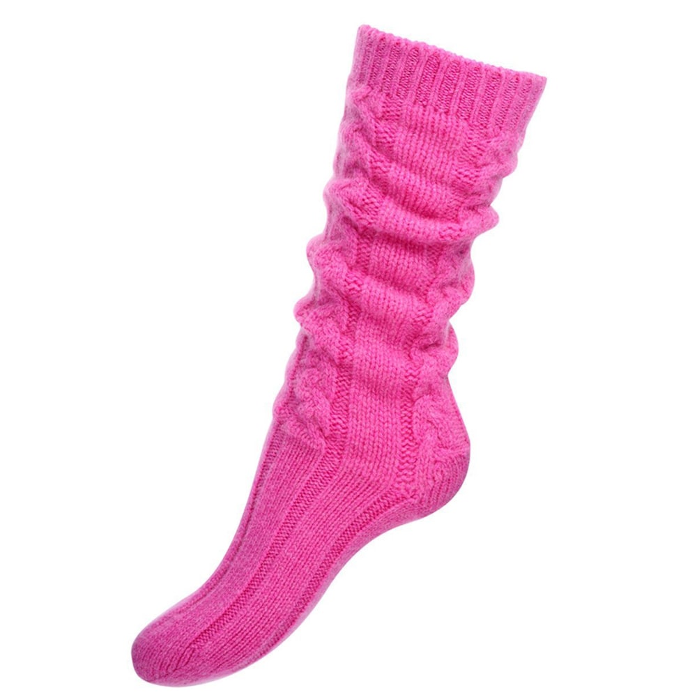 100 Cashmere Cable Knit Socks for Women