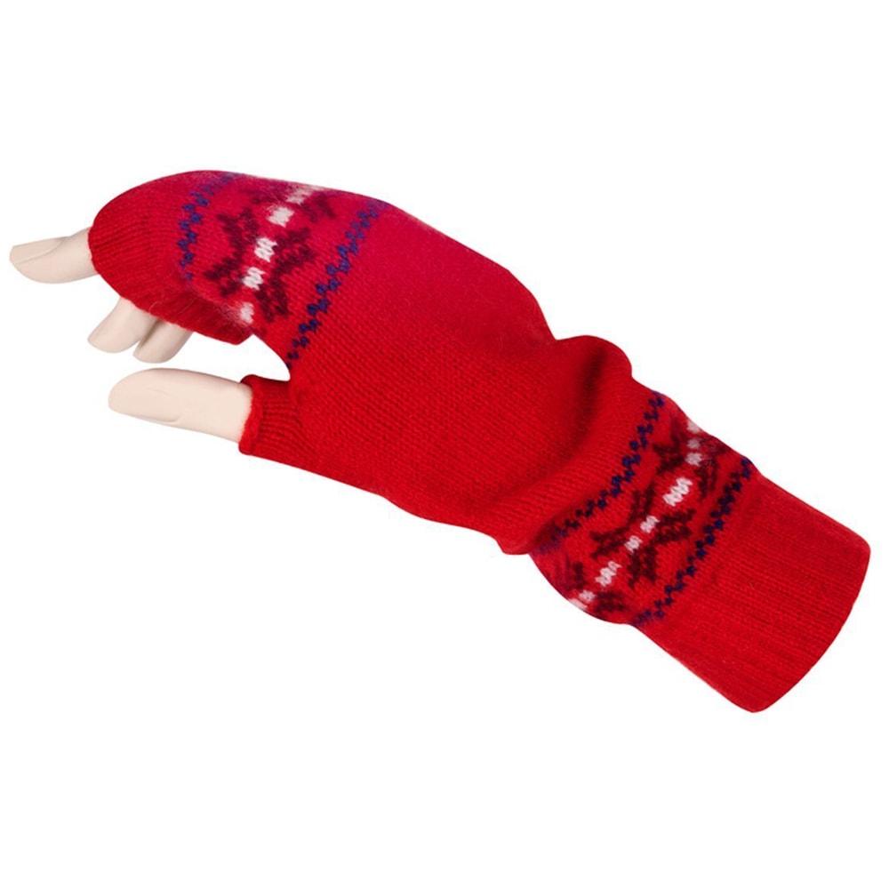 Red Cashmere Fairisle Wristwarmers