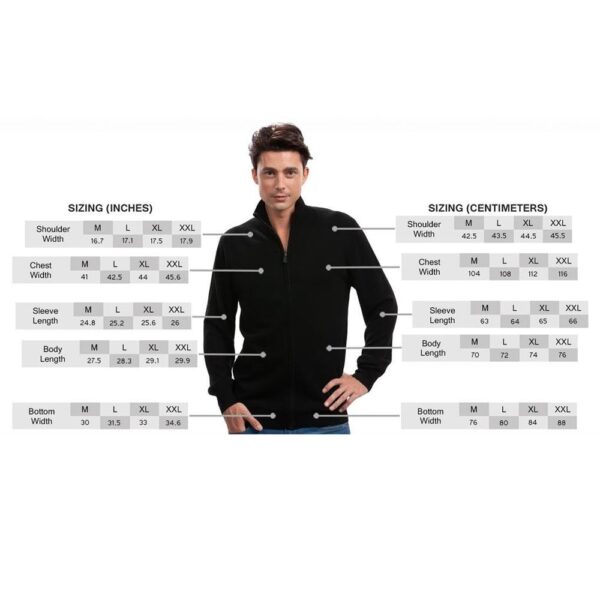 Mens cashmere cardigan size chart