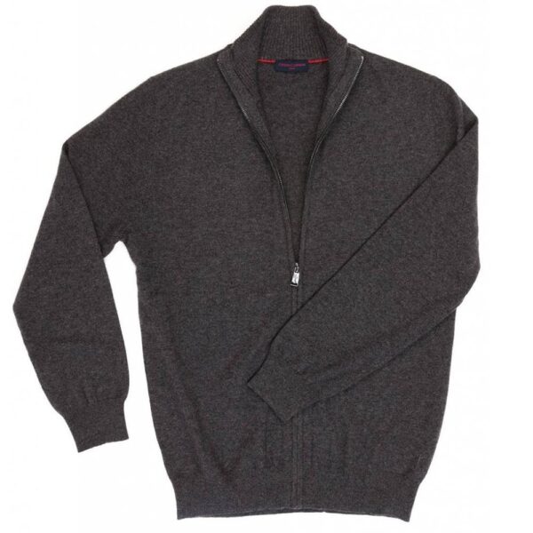 Gray Cashmere Zippered Cardigan by Citizen Cashmere