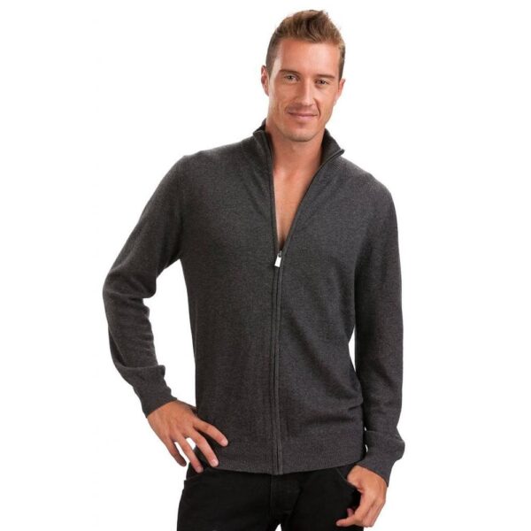 Gray Cashmere Zippered Cardigan by Citizen Cashmere
