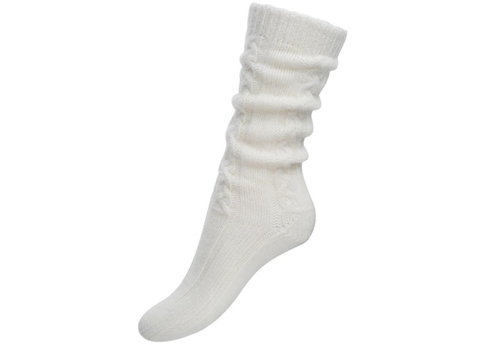 100% Cashmere Cable Knit Socks for Women