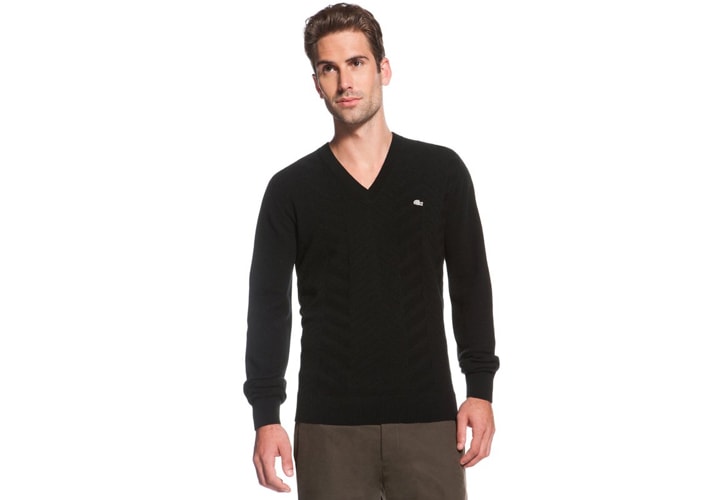 Black Cashmere V-neck Sweater for Men
