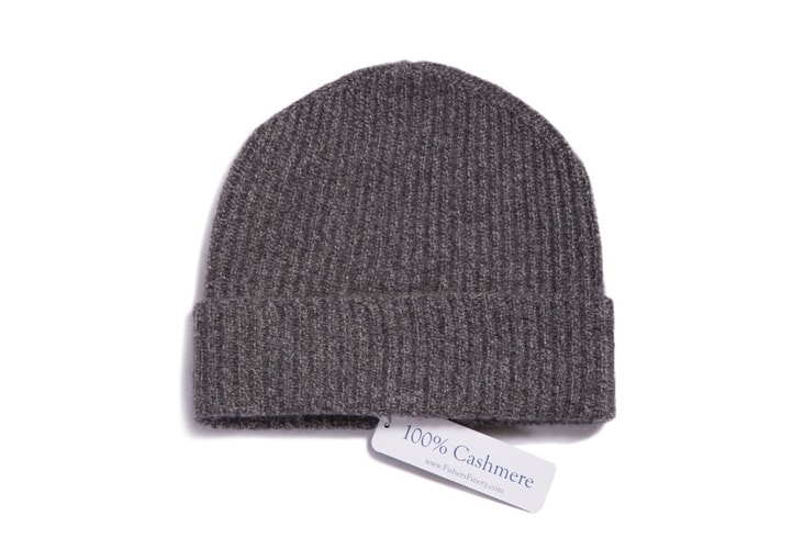 Fishers Finery 100% Pure Cashmere Ribbed Hat