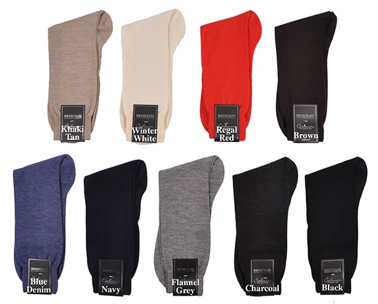 Bresciani 100% Cashmere Crew Dress Socks