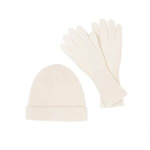 Hat and Gloves Cashmere Set - White