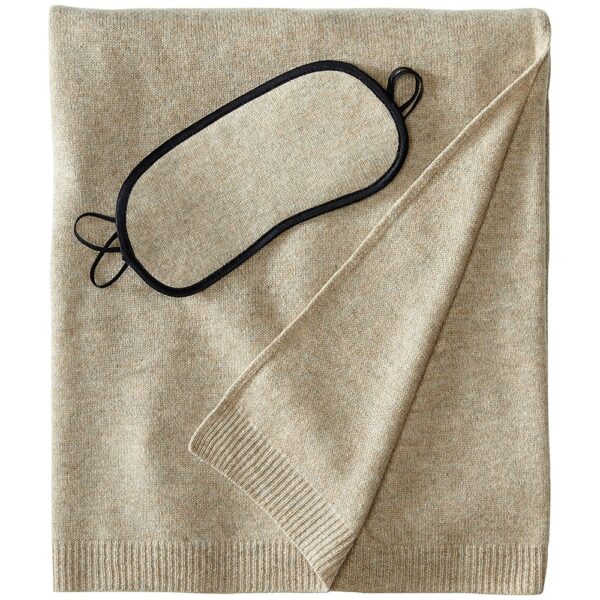 Cashmere travel set - blanket, eyemask and bag