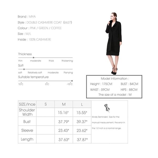 Miya cashmere coat sizing