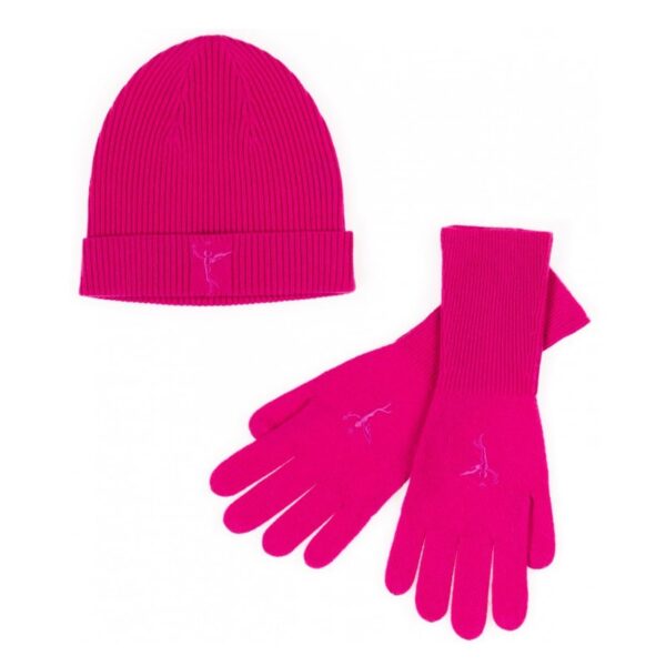 Purple cashmere set hat and glove