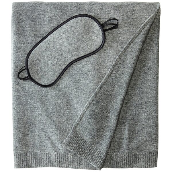 Cashmere travel set - blanket, eyemask and bag - Gray