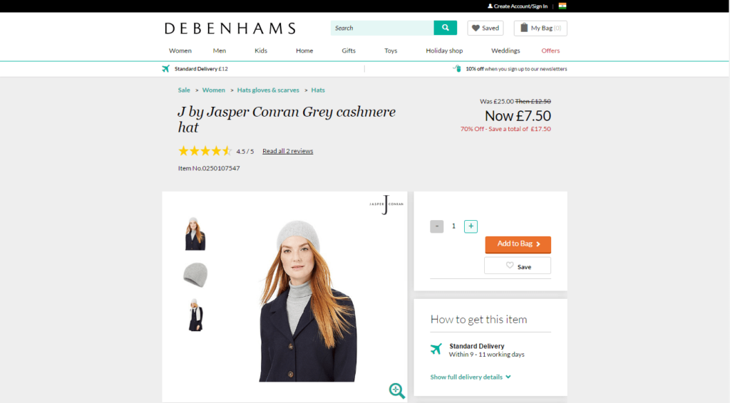 Cashmere Hat - Debenhams