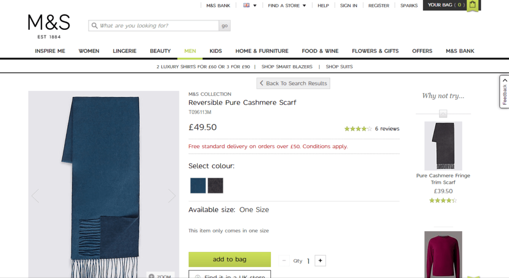 Reversible Cashmere Scarf - M&S