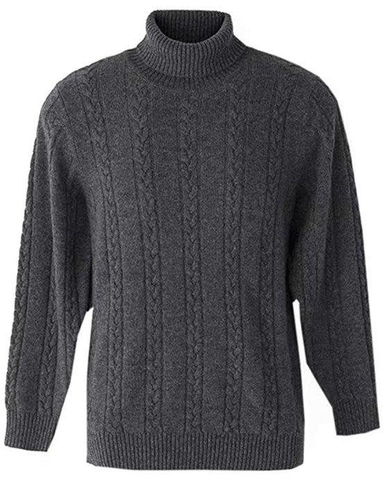 Betusline Mens Cable Knit Long Sleeve Turtleneck Cashmere Sweater Knitwear Top