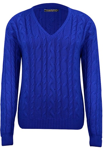 V-Neck Cable Knit Cashmere Sweater