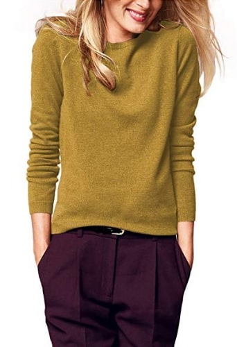 Parisbonbon Women’s 100% Cashmere Crew Neck Sweater