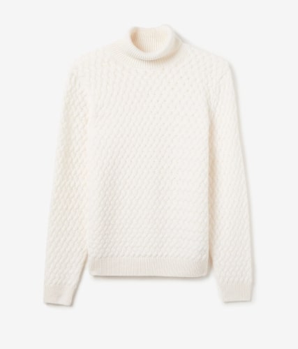 Cashmere Braided Turtleneck Sweater